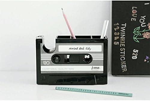 Retro kassettedispenser til skrivebord, blyantholder, pennebeholder