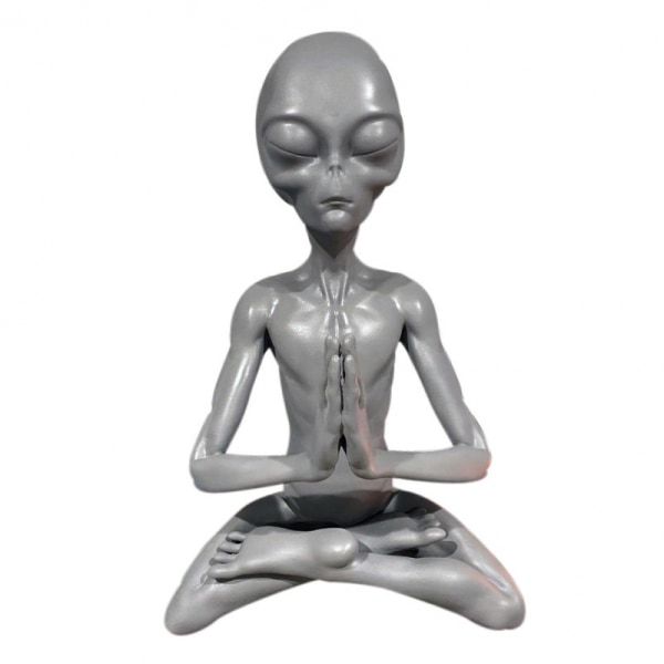 Alien meditaatiopatsas, Zen Alien Yoga -hartsifiguurikoriste, taidemeditaatiokoriste kotiin/puutarhaan/autoon, ajattelija