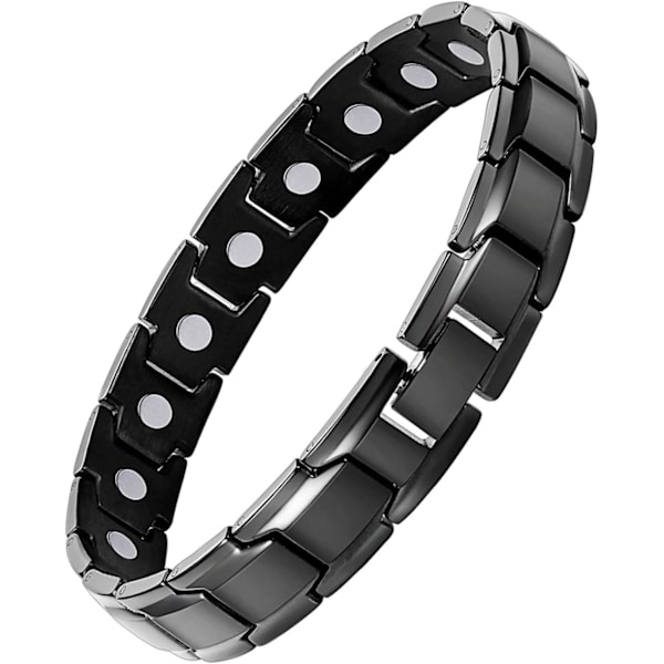 Svart magnetiskt armband i titanstål för män, magnetiskt armband