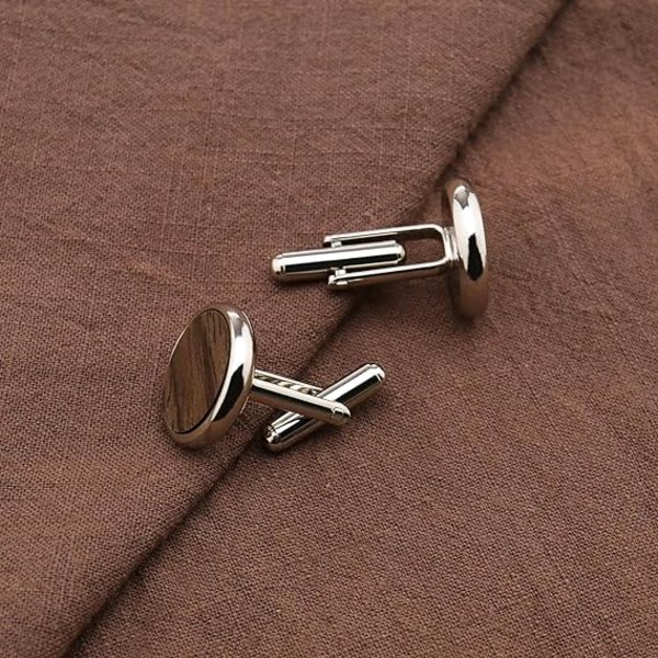 1 Pair Natural Wooden Cufflinks Classic Style Delicate Gift for M