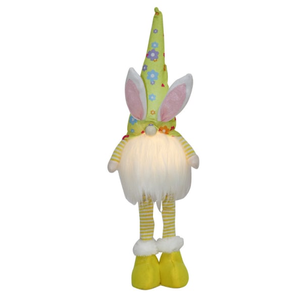 GNOME-kanin GNOME-påskeharen lyser op dukke påske GNOME svensk plys Tomte Elf Forår påske Samlerobjekt figur ornament 1 stk (gul)