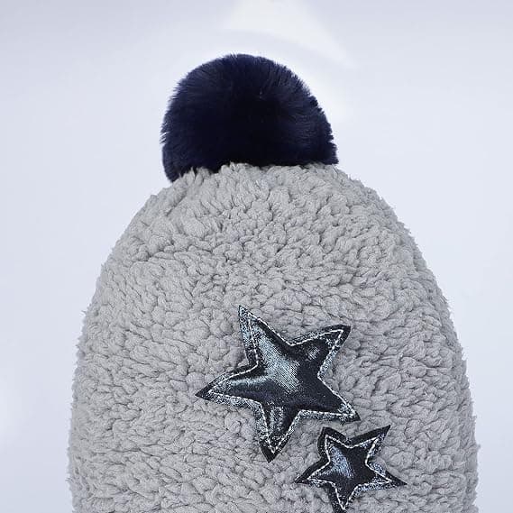 1 stk grå (58-60 cm) Vinterlue i fleece 3-i-1 for barn gutter jenter