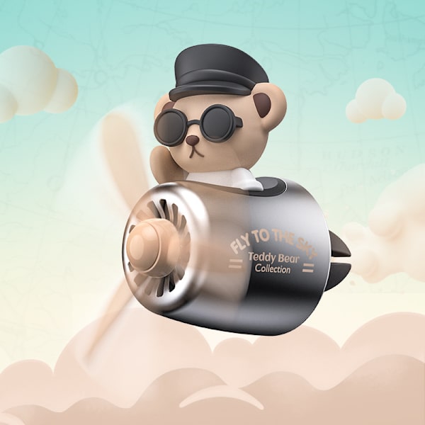 Tegneserie Teddy Bear Pilot Bil Lufterfrisker Bil Luft Udløb Fan Fre
