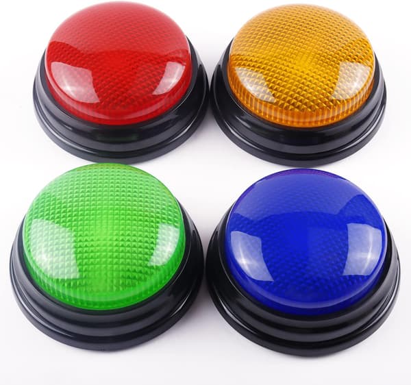 4-pack spelbuzzrar - Familjebråksbuzzer med ljus och ljud
