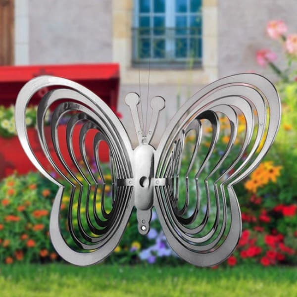 Roterende og reflekterende vindspil - Butterfly Silver