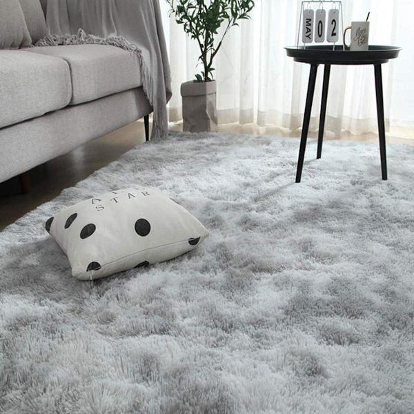 (80x160cm, Grå) Mjuk och fluffig matta, halkfri matta för sovrummet L