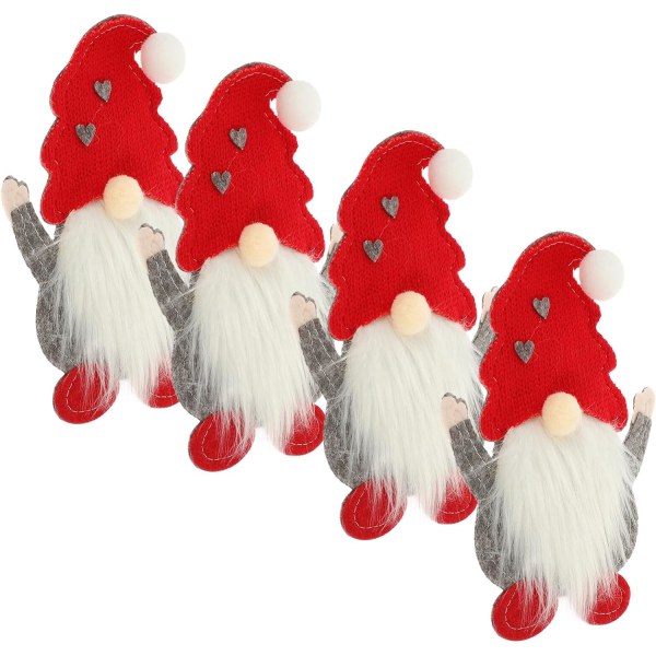 4 stk Julebestikk Gnome Jul Sølvtøy Holder Pock