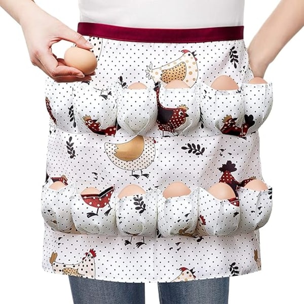Kyllingeggforkle Eggholderforkle med lomme Funny Egg Collecti