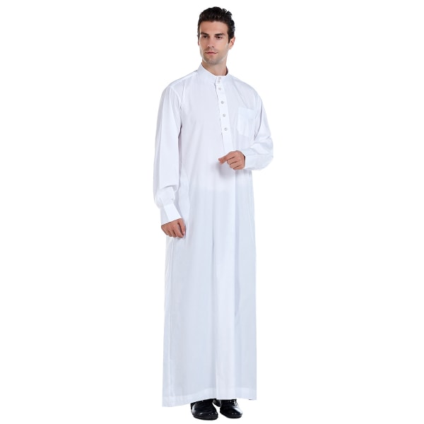 Soveskjorte for menn i ett stykke Midtøsten herreklær hvit (L str