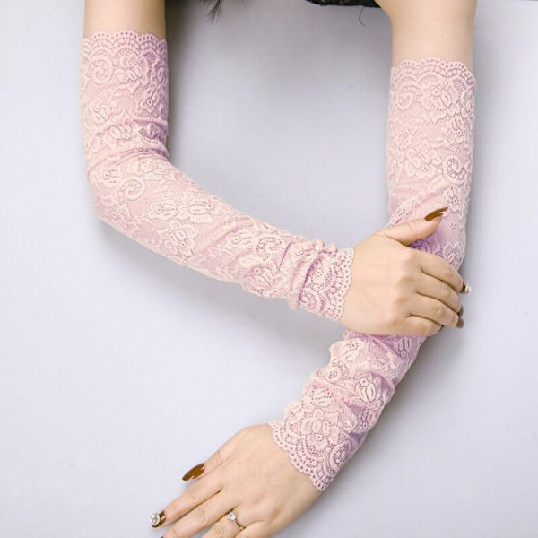 1 par Ice Silk Lace Sun Protection Sleeve Handsker Sommer Lace Thi