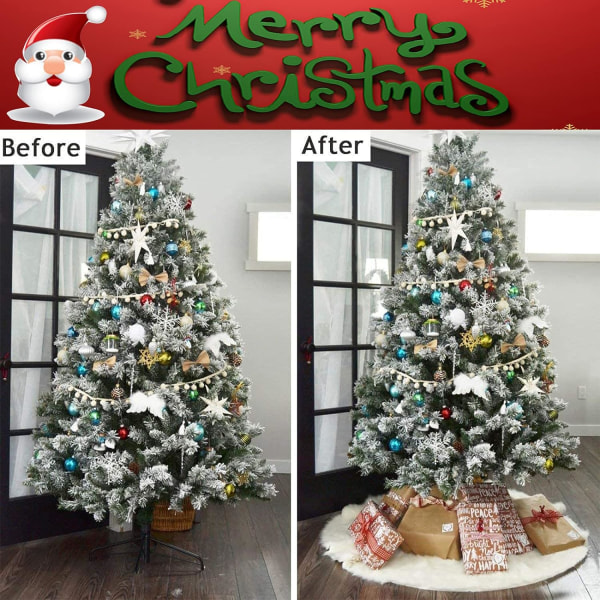 (Hvid 78cm)Juletræ, juletræsmåtte, hvid plyssne