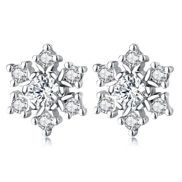 Kvinnor Flickor 925 Sterling Silver Snowflake Örhängen med 3A Cubic Zirconia Thanksgiving julsmycken present