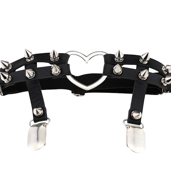Punk Love Hjärtformad Handgjord Legering Läder Hip-hop Suspender G