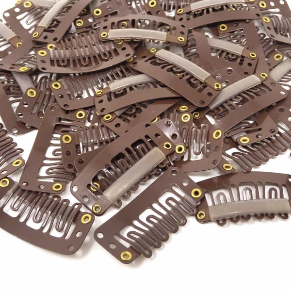 50 stk. 6-tandet U-formede clips til hårextensions - 3,3 cm/1,3 tommer