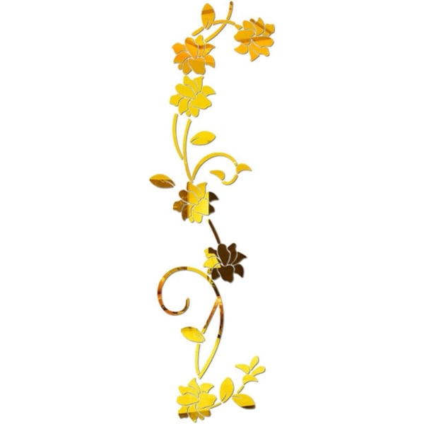 Flower Vine Akryl Spejl Wall Stickers, Elegant Spejl Indstilling