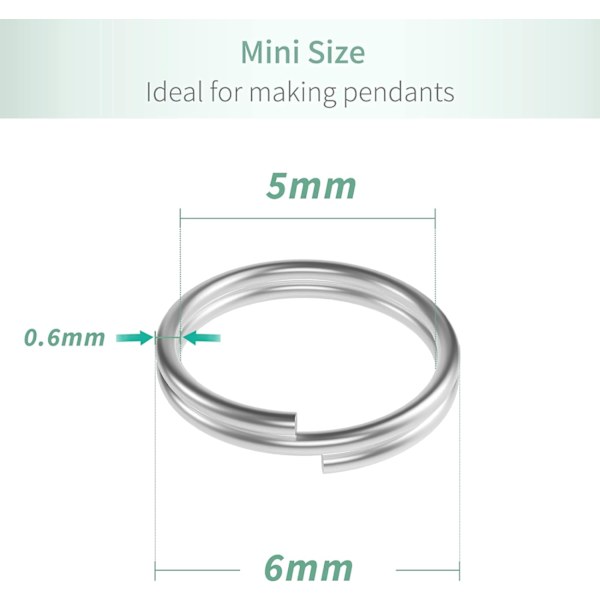 500 stk. 6mm metal dobbelte springringe til smykker, halskæder, armbånd