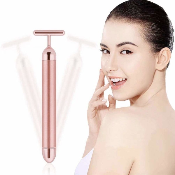 Beauty Bar 24k Golden Pulse Facial Massager, T-Shape Electric Si