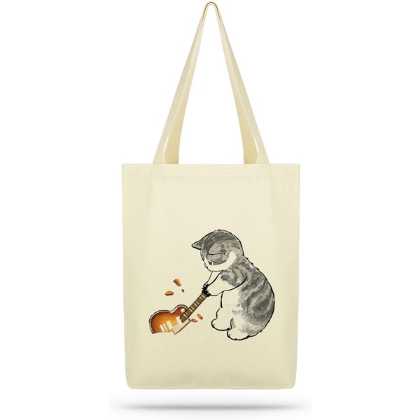 1 kpl Painettu kitara rikkova kissa Eco Tote Bag, kangaskassi