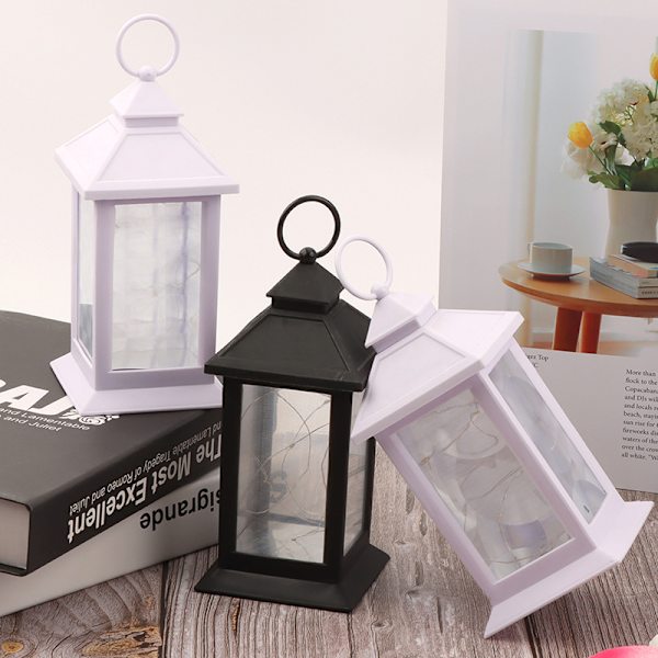 LED-lykta, utomhus, dekorativ lykta, hängande eller stående, H 20 cm, svart