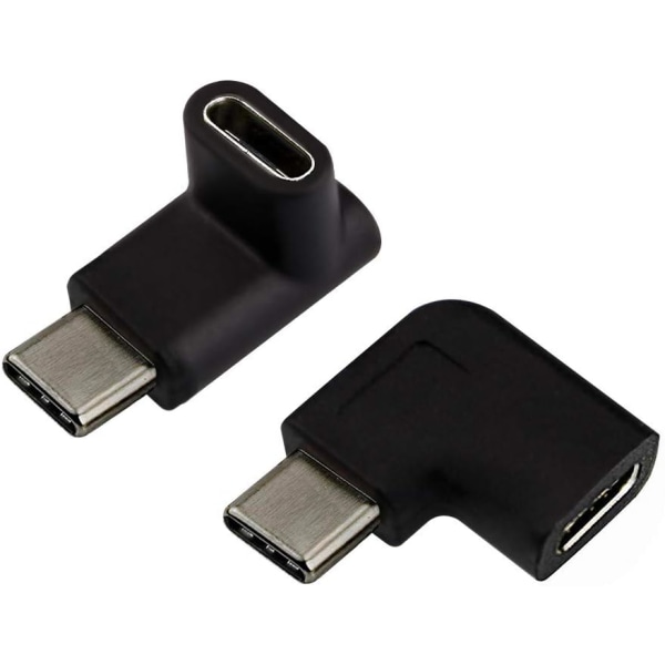2-pakning USB Type C hann til hunn adapter, vinklet 90 grader til høyre