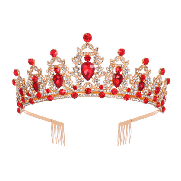 Bryllupstiara Brud Tiara Krystal Rhinestone Tiara Krone med Co