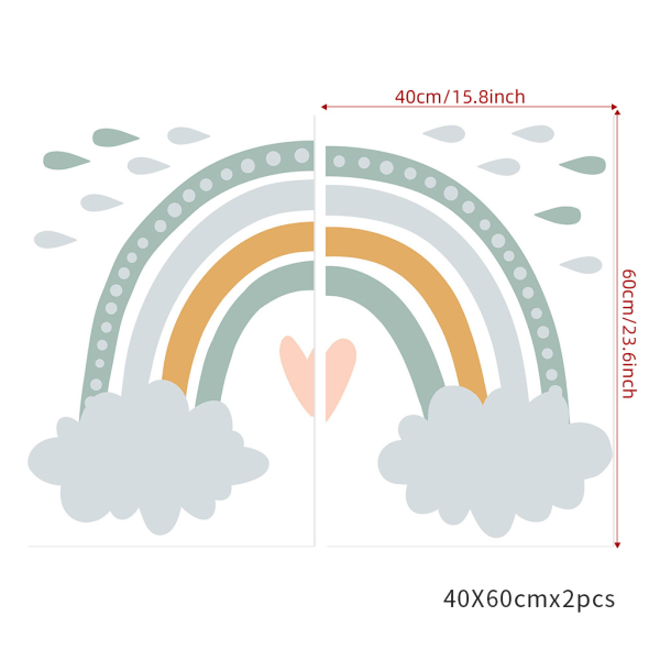 Sateenkaaren seinätarrat, sateenkaaren seinätarrat, 2 kappaletta värikkäitä seinätarroja sateenkaaren PVC-himmeät seinätarrat makuuhuoneen olohuoneeseen (E)