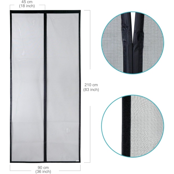 Magnetisk myggenet til dør - Heavy Duty Mesh, Top til Bottom M