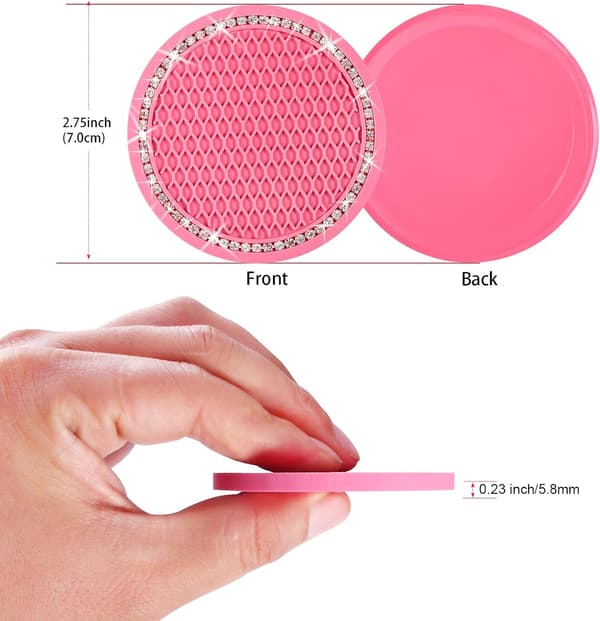 (Pink) 2 kpl kimaltelevia autonalustoja, 2,75 tuuman autonalustat, strassi