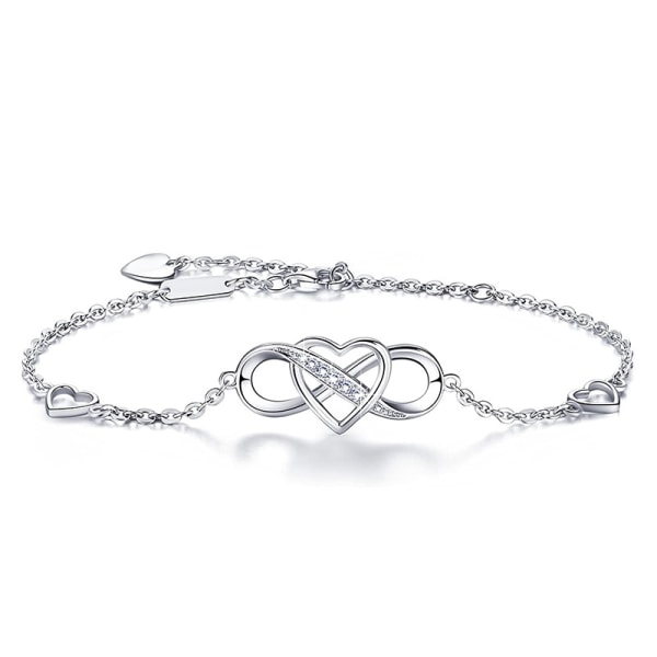 925 Sterling Sølv Infinity Armbånd - Endless Love Symbol Adjus