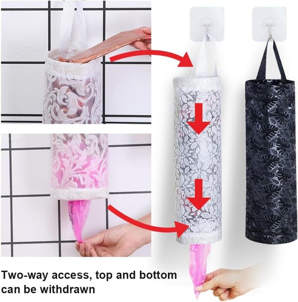 Plastposeholder, vanntett vaskbar, sammenleggbar, 2 stk, hvit