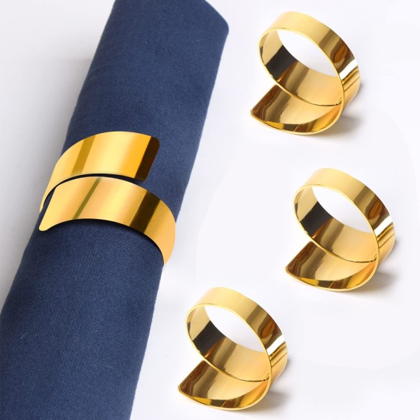 8st guld servettringar metall servettringar för bröllopsmiddagsvila
