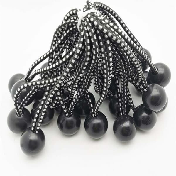25 Professionelle Elastiske Spændere i Gummi Med Kugle (Sort 150 Mm)