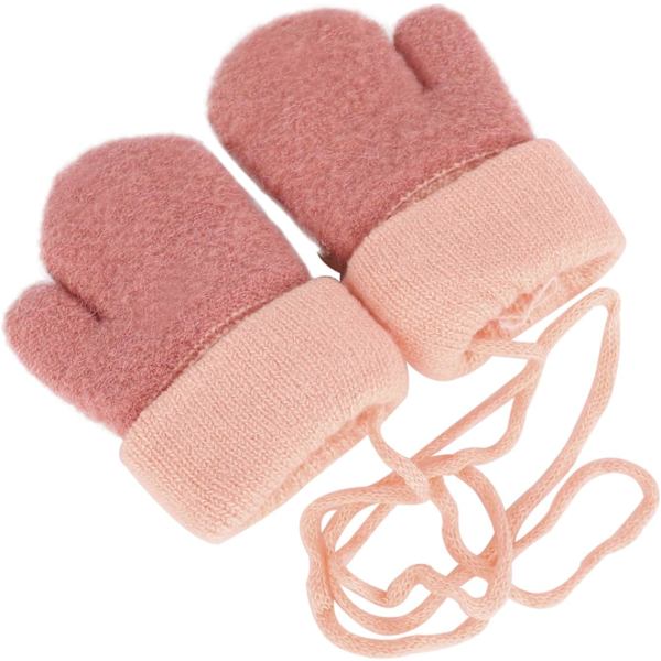 0-3 år En Størrelse Rosa Baby Termiske Votter Strikket Heklet Varme