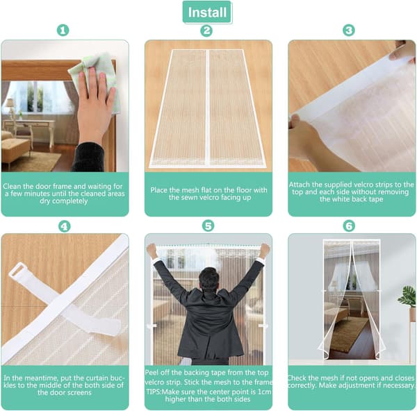 Magnetisk dörr myggnät, hållbar polyester mesh myggdörr