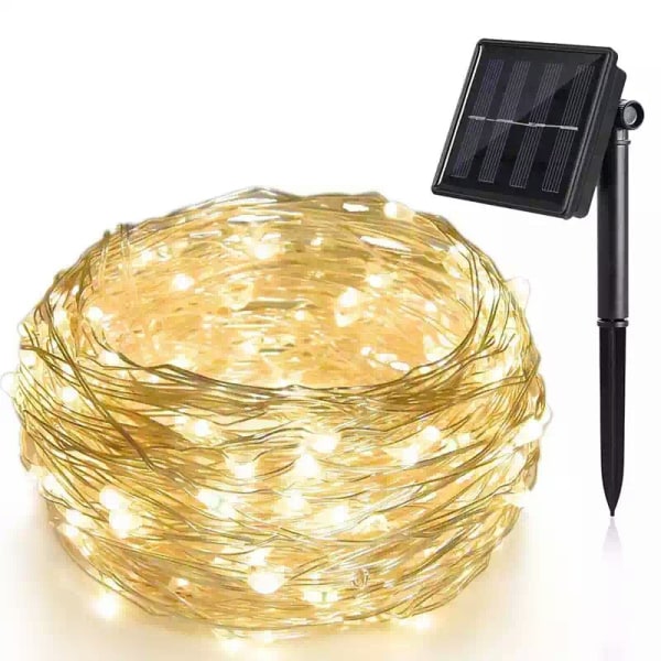 100 LED solcells koppartrådsgirlang Vattentät ljusslinga utomhus