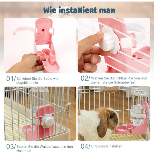 500ml Kanin Vatten Dispenser Hängande Vattenfontän Automatisk Dis