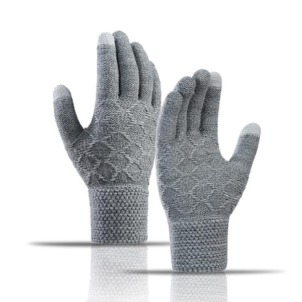 Touchscreen-handskar för män, vintervarma stickade handskar med mjukt foder, termiska handskar för män och kvinnor (grå)