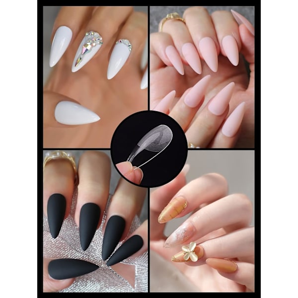 120PCS Soft Gel Full Cover Nail Tip, Frosted Nails Tip Press on N