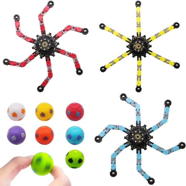 3-pak Fidget Spinners, Transformerbare Fingertip Spinners, Morsomme Sen