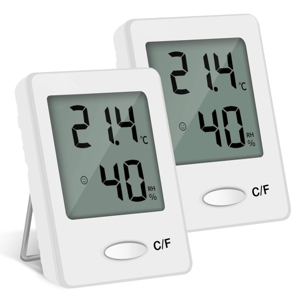 2 stk. LCD digitalt indendørs termometer hygrometer temperatur fugtighed