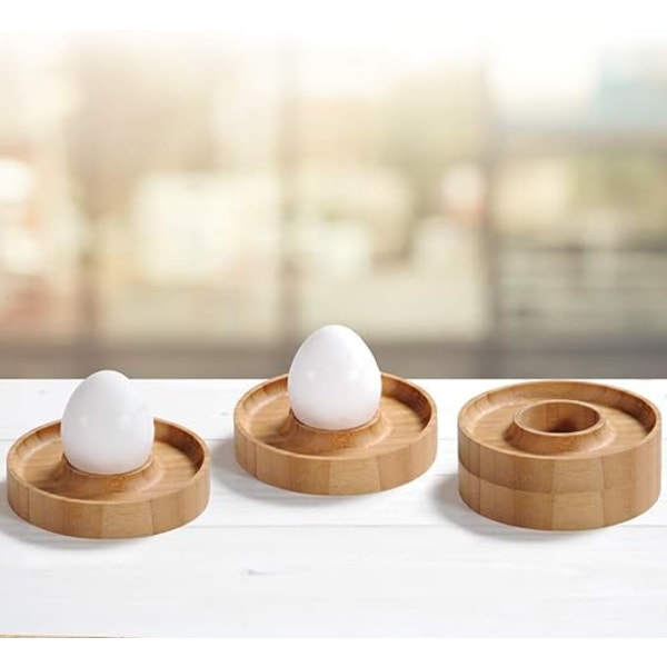 4 st äggkopp - Material: bambu - Diameter: 10 cm - Höjd: 3 cm