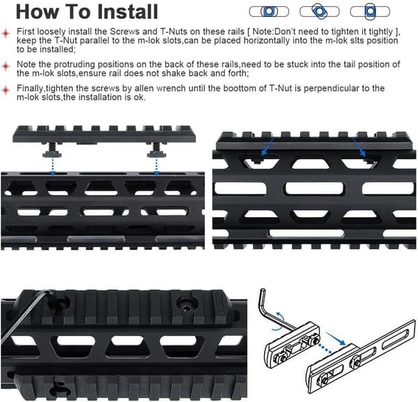 5-pack Polymer Picatinny Rail, 5 platser, 7 platser, 9 platser, 11 platser