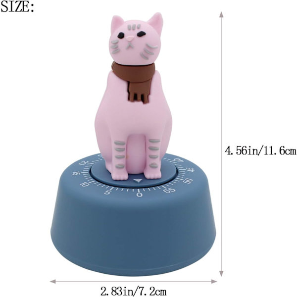 Mekanisk køkkentimer i form af en kat (Pink)