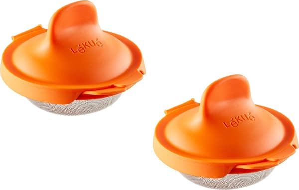 Sett med 2 eggkokere i rustfritt stål, oransje, 9\"