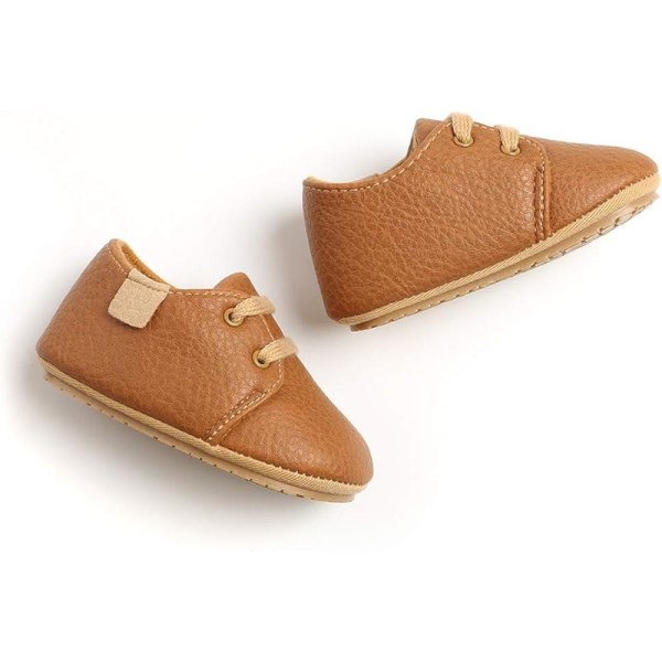 1 Piece 4.73 Inch Brown Soft Sole Kids Toddler Shoes, Both Boys &