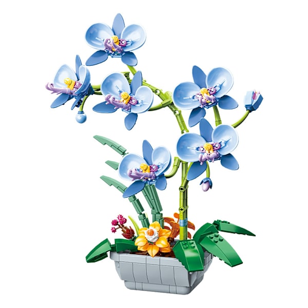 1 st blå orkidéväxter, konstgjorda blommor inomhus, dekoration med
