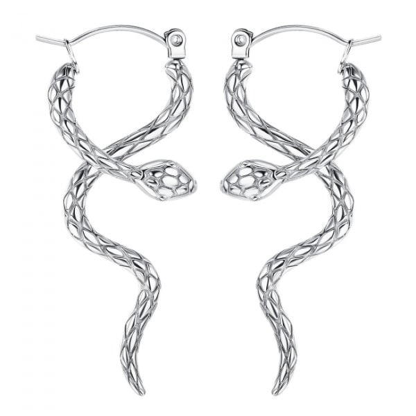 Silver Women's Titanium Snake Earrings Snake Drop Earrings Punk G