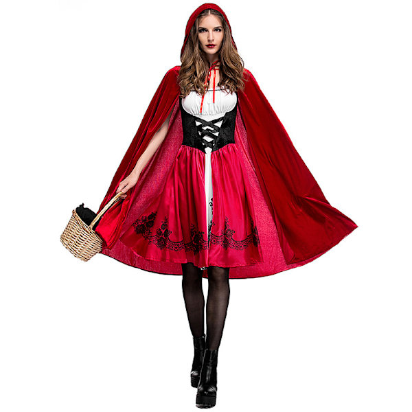 Halloween-koristeet Punahilkka-asu Hupullinen viitta