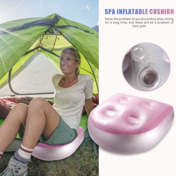 1 oppblåsbar badesete pute med sugekopper for badekar, spa