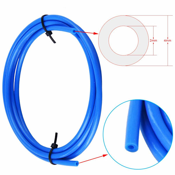 5 stk. Blå PTFE Teflon Slange (1 meter) og 10 stk. PC4-M6 Fittings